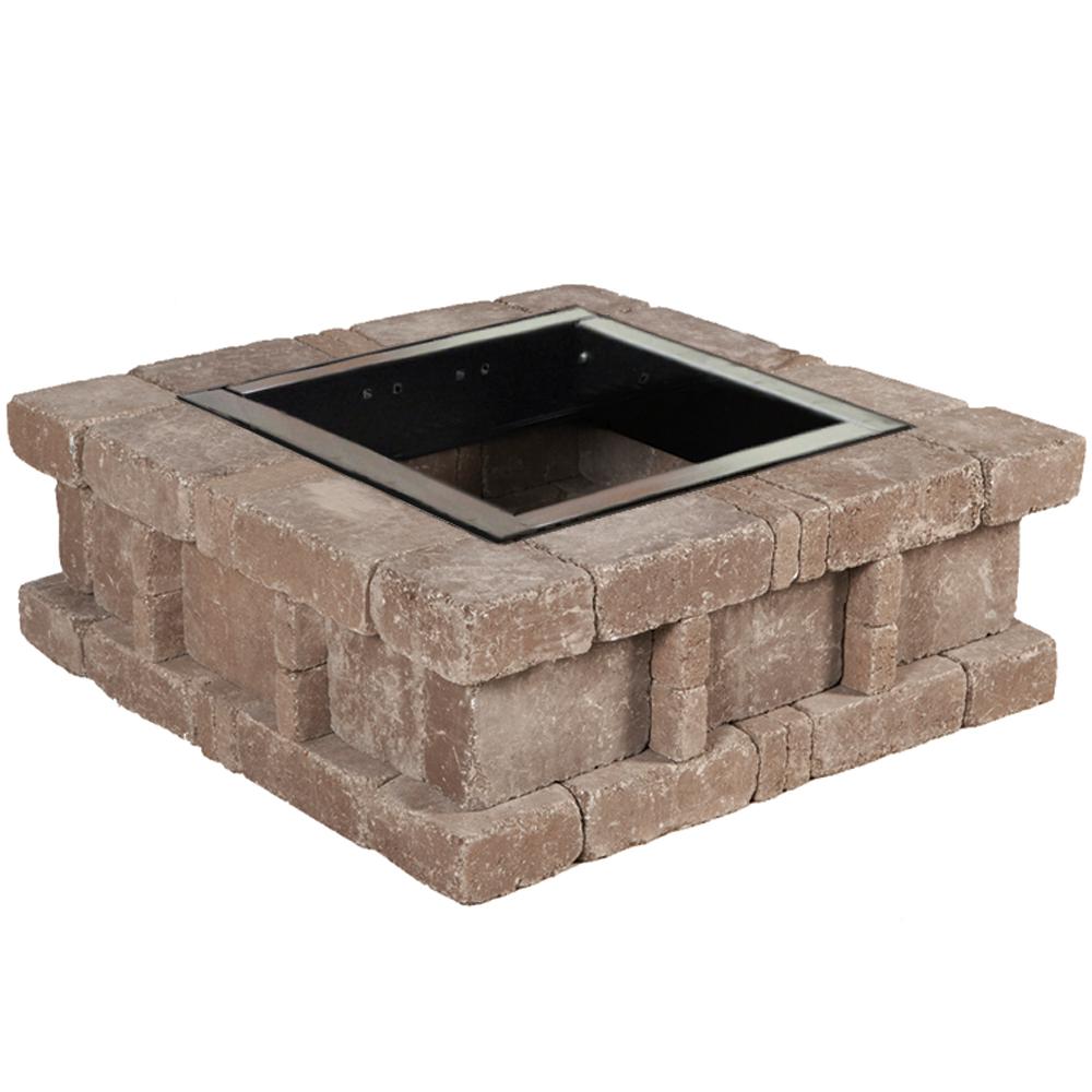 Pavestone RumbleStone 38.5 in. x 14 in. Square Concrete Fire Pit Kit No ...