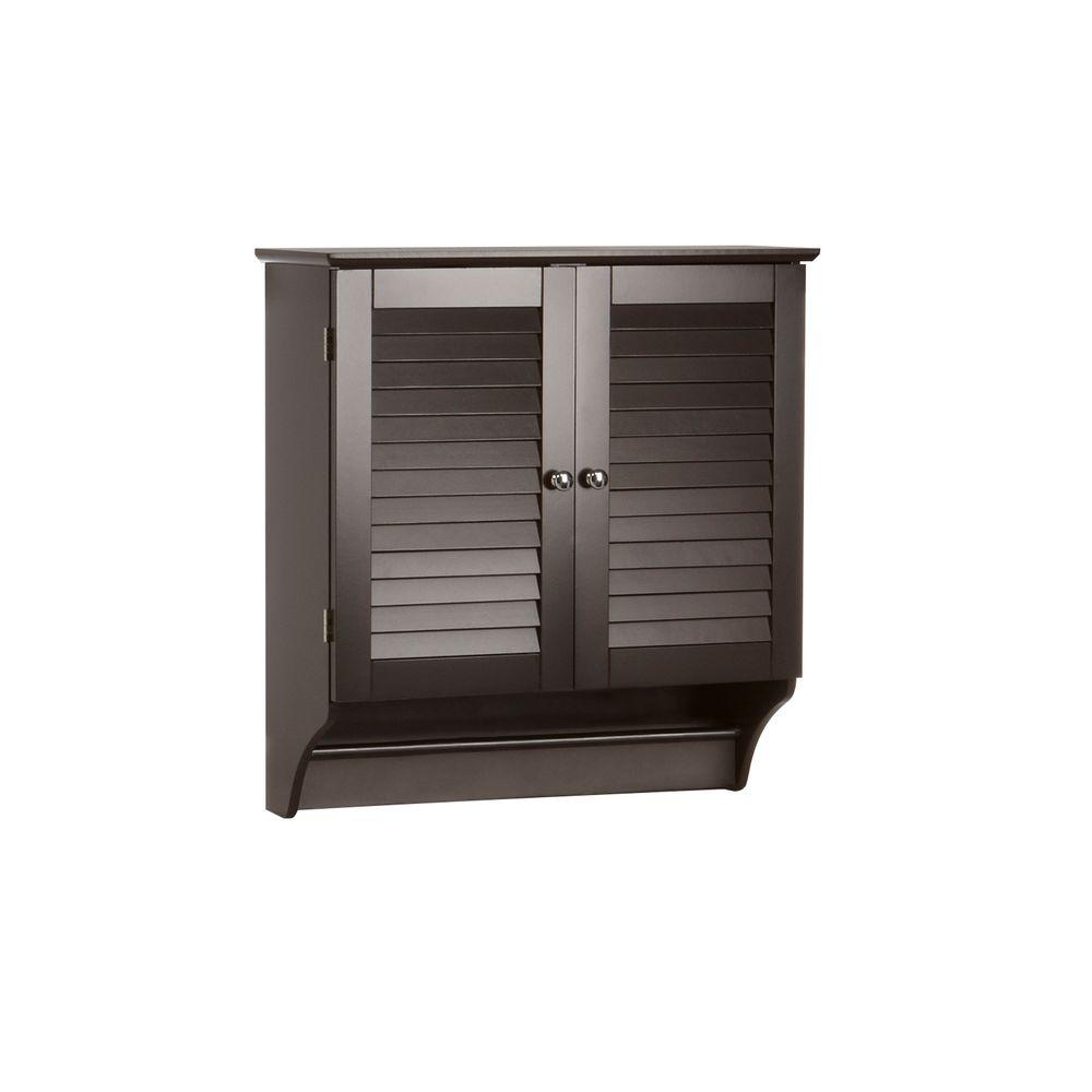 Riverridge Home Ellsworth 23 41 50 In W X 25 In H X 8 43 50 In D Bathroom Storage Wall Cabinet In Espresso 06 024 The Home Depot