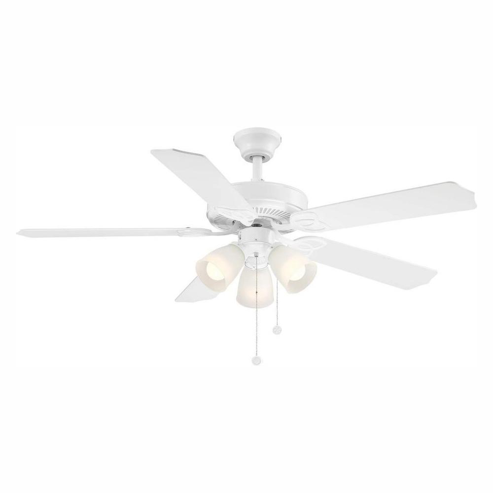 Brookhurst 52 In Led Indoor White Ceiling Fan With Light Kit Led Indoor White Ceiling Fan