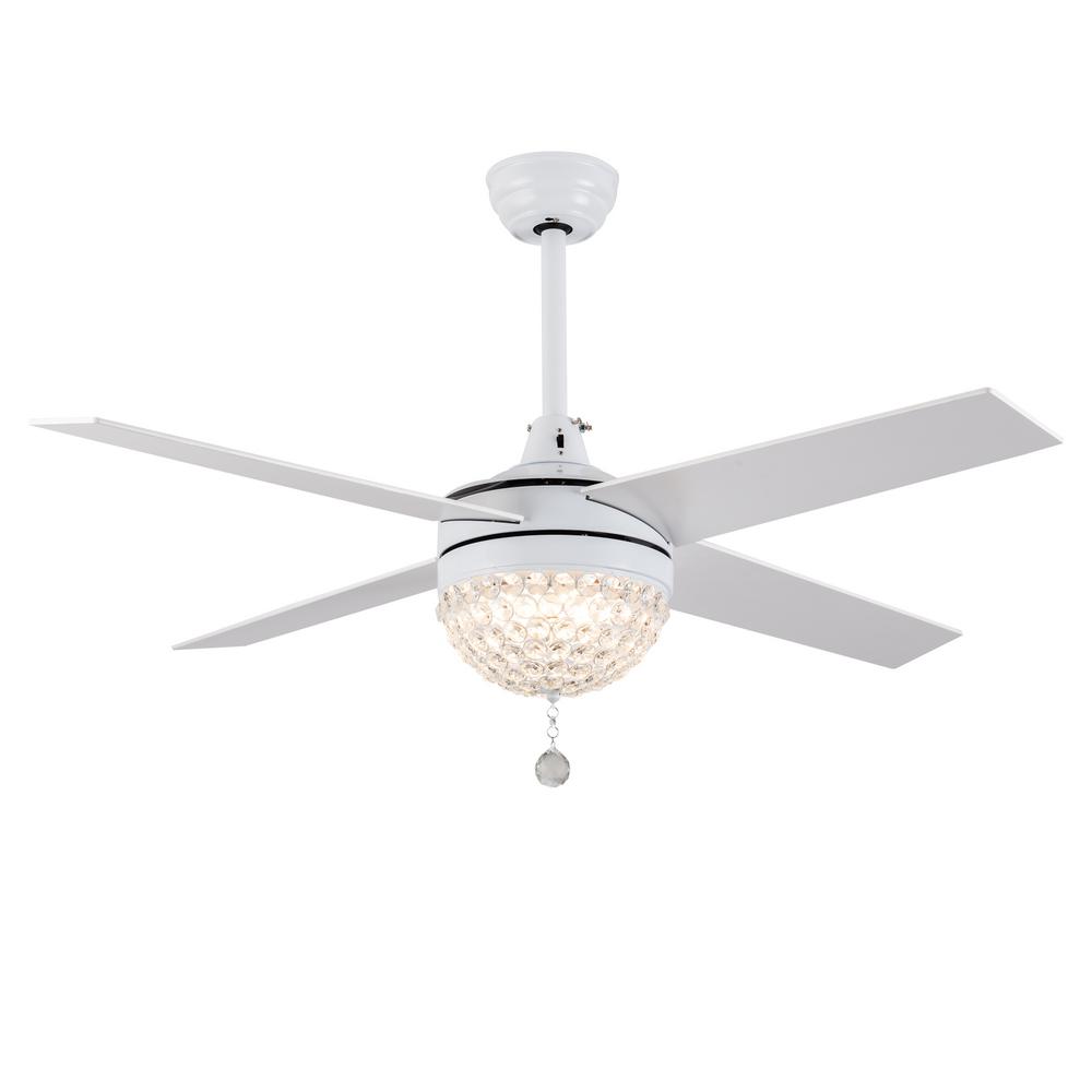 Unbranded 42 in. Integrated LED White Crystal Ceiling Fan with Light