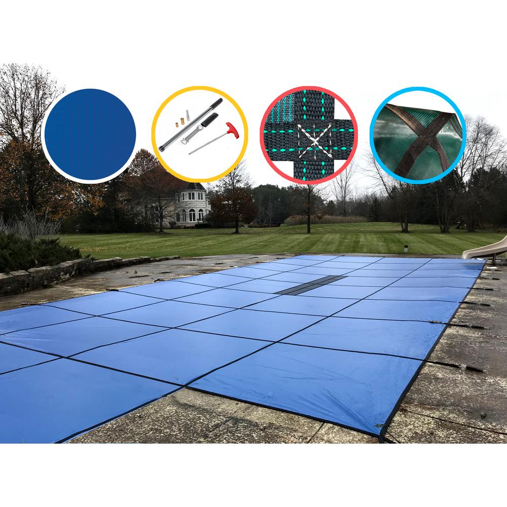 Water Warden 20 ft. x 40 ft. Rectangle Blue Solid In-Ground Safety Pool ...