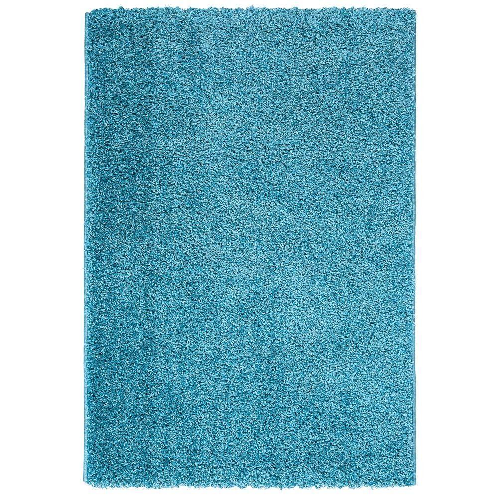 Berrnour Home Plush Solid Gy Blue 5 Ft X 7 Area Rug