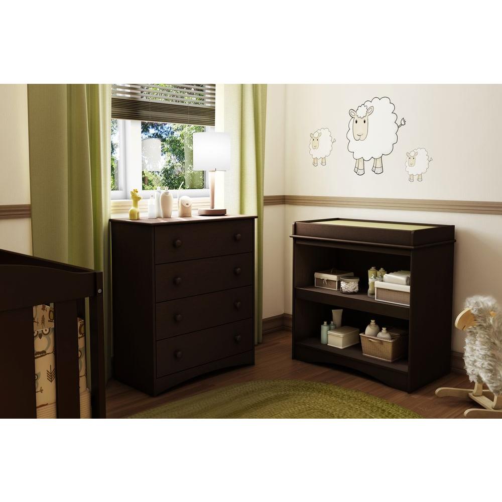South Shore Peek A Boo Espresso Changing Table 3559334 The Home