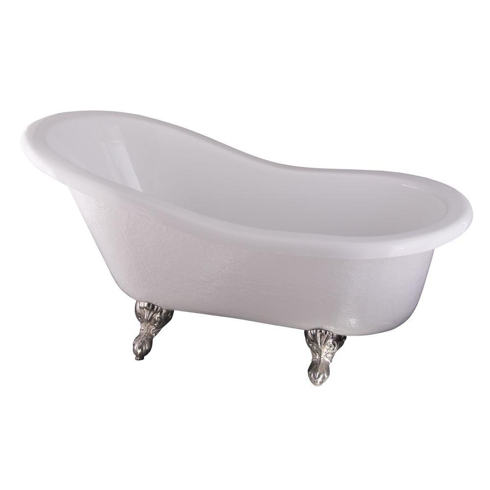5 Ft Acrylic Ball And Claw Feet Slipper Tub In White