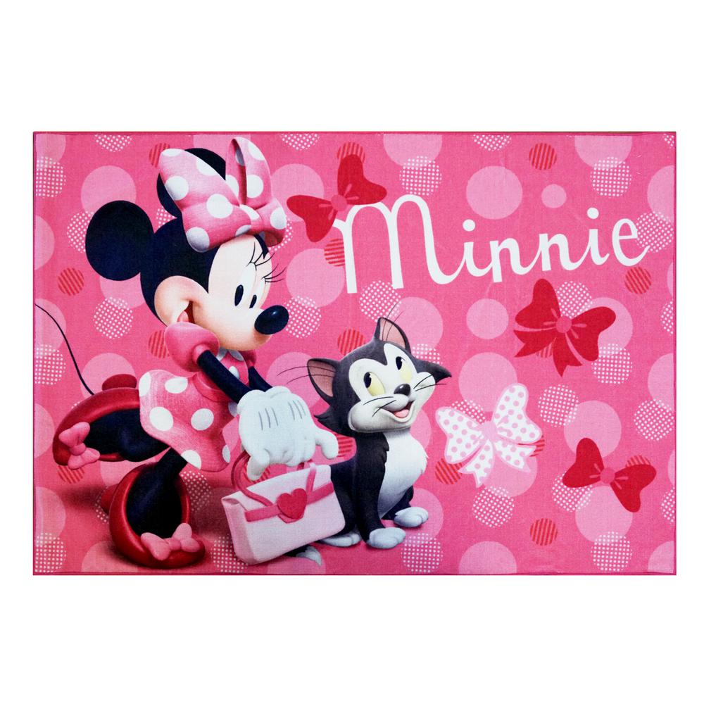 Disney Minnie Mouse Pink 5 Ft X 7 Ft Juvenile Area Rug The Home Depot