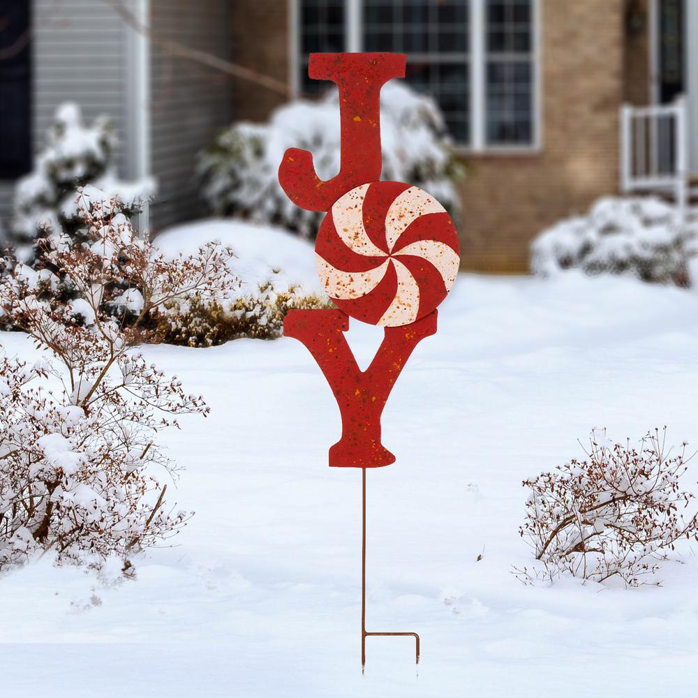 Glitzhome Set of 2 Rusty Metal Joy /& Noel Yard Stakes Welcome Sign Christmas Ornaments Garden Lawn Patio Decor for Outdoor Stake Indoor Wall D/écor 36 H
