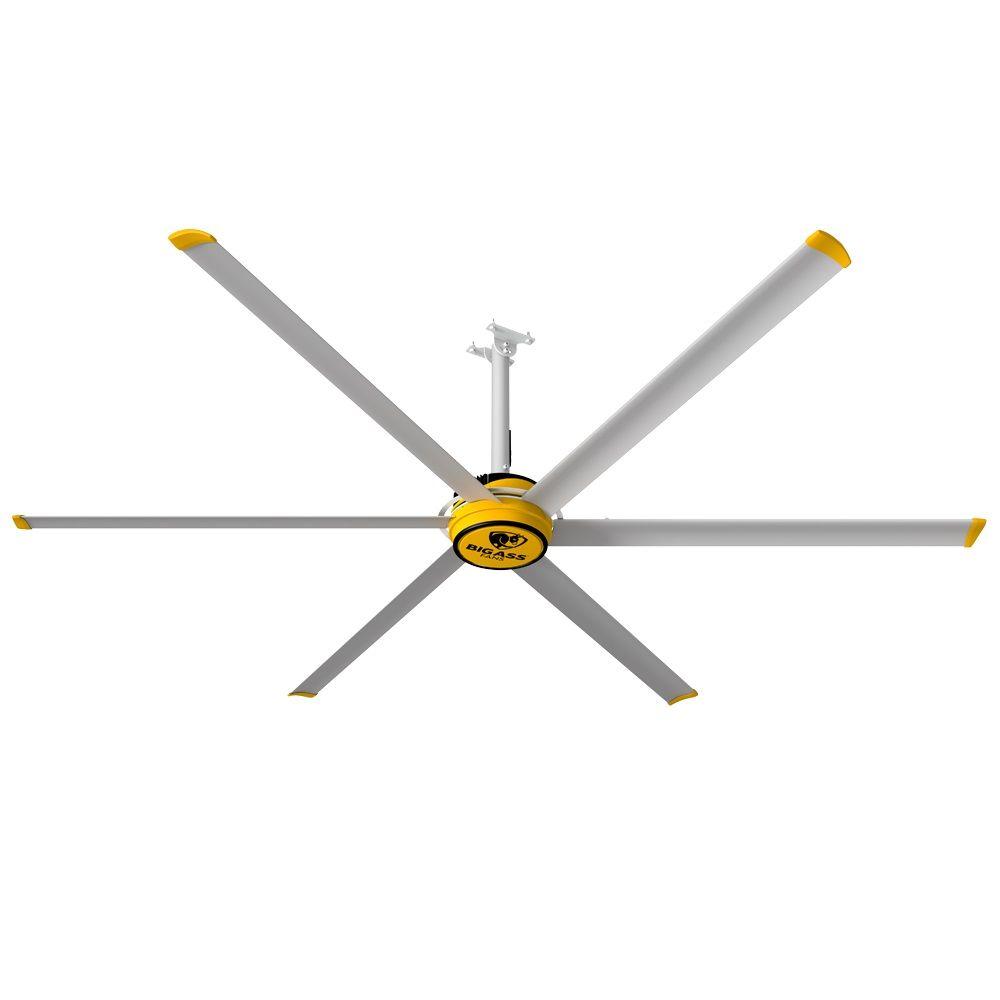 3025 10 Ft Indoor Yellow And Silver Aluminum Shop Ceiling Fan With Wall Control