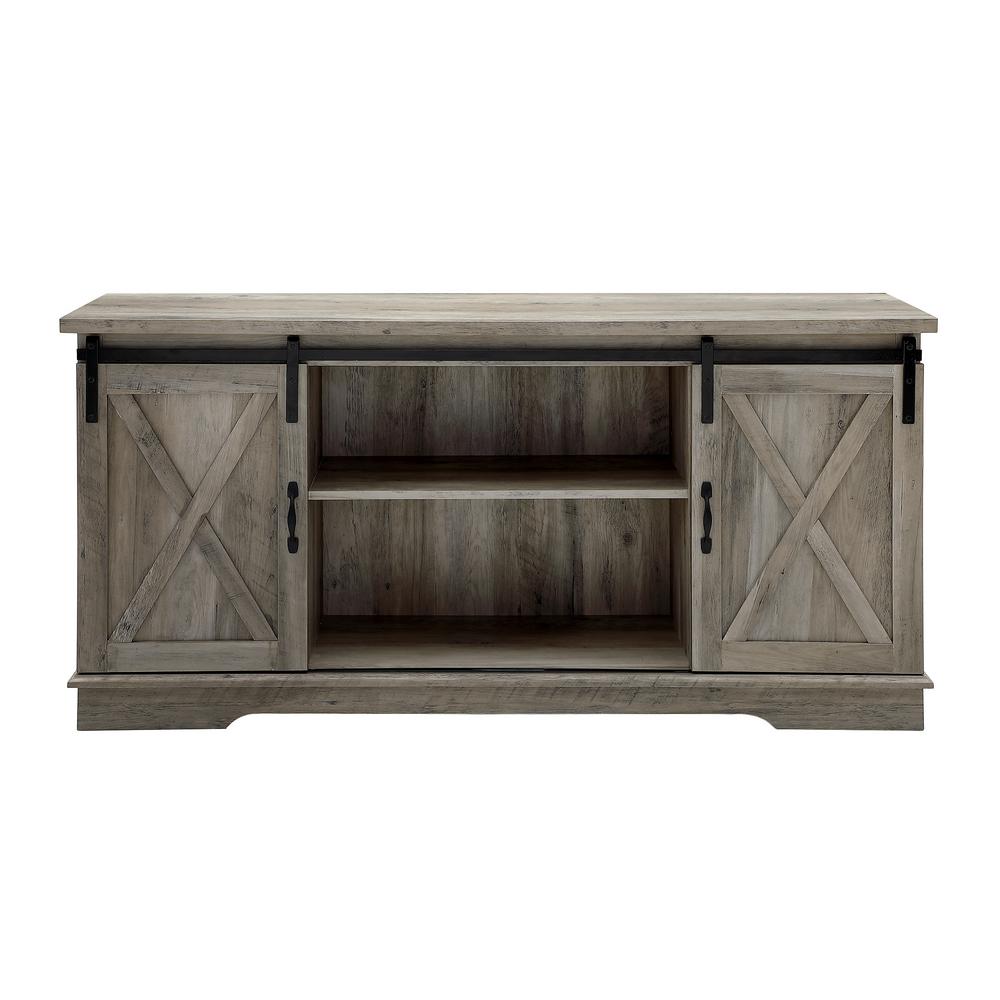 Walker Edison Furniture Company 58 In Grey Wash Sliding Barn Door Grey Wash Sliding Barn Door Console Walker Edison Furniture Company