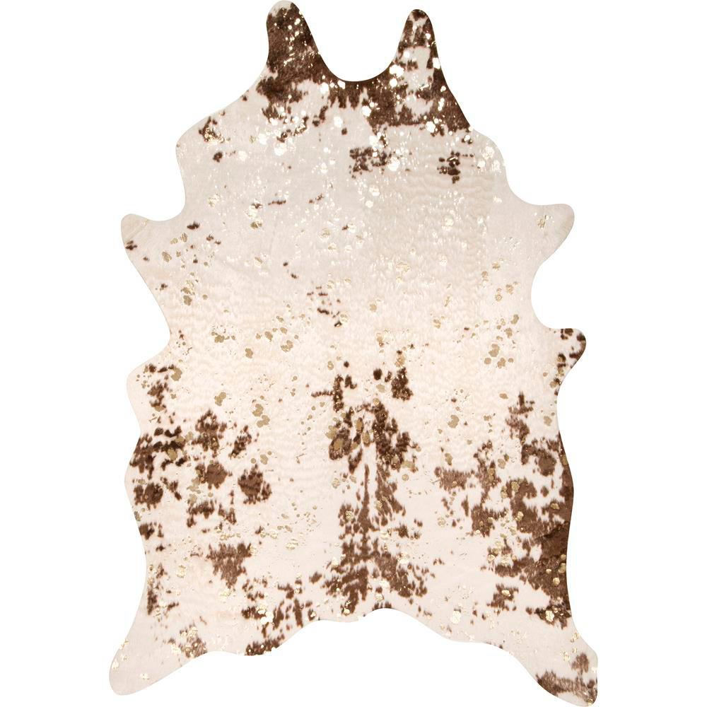 Stylewell Iraida Faux Cowhide Off White Brown 5 Ft X7 Ft Shaped
