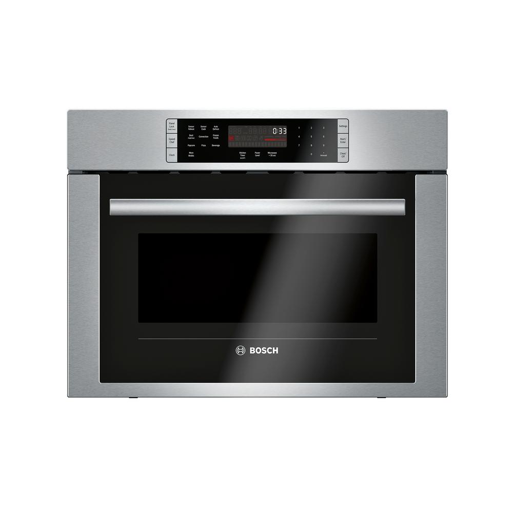 Bosch 500 Series 24 In 1 6 Cu Ft Built In Convection Speed Microwave In Stainless Steel With Speedchef Cooking Hmc54151uc The Home Depot