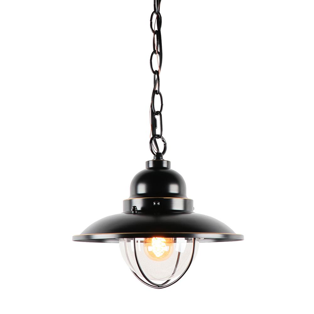 Y Decor Small 1-Light Imperial Black Outdoor Hanging Light Clear Glass-EL180703-MH - The Home Depot