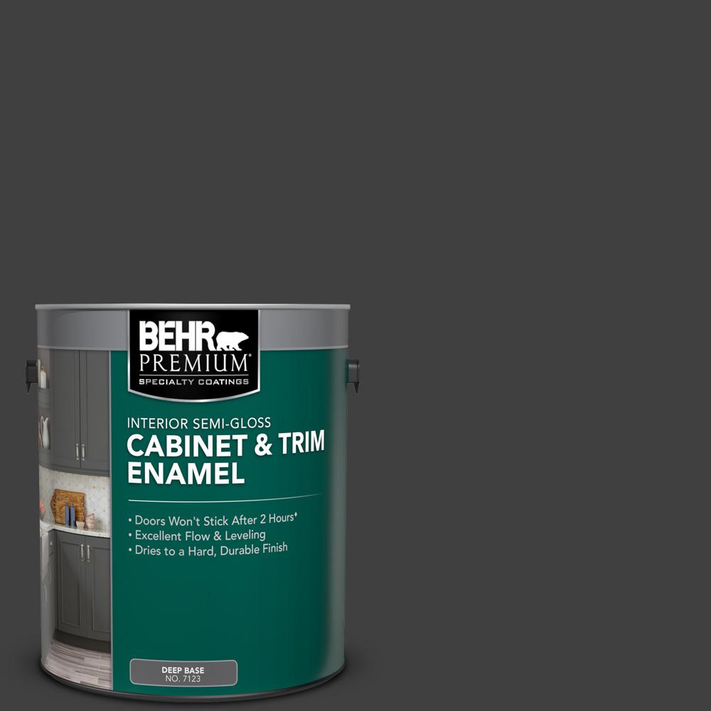 BEHR PREMIUM 1 gal. 1350 Ultra Pure Black SemiGloss Enamel Interior