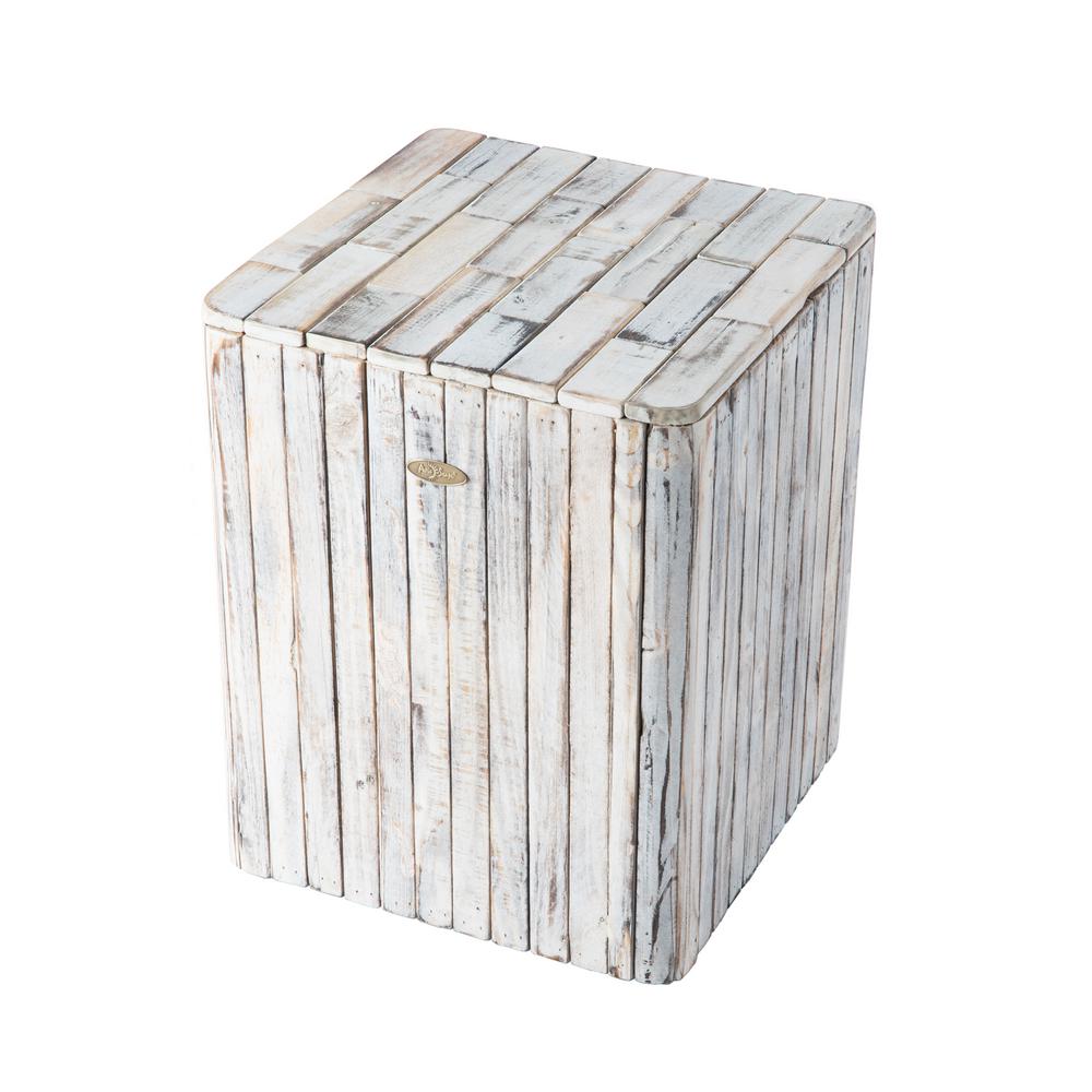 Patio Sense Michael Burning White Wood Garden Stool 62733 The Home Patio Sense Michael Burning White Wood Garden Stool