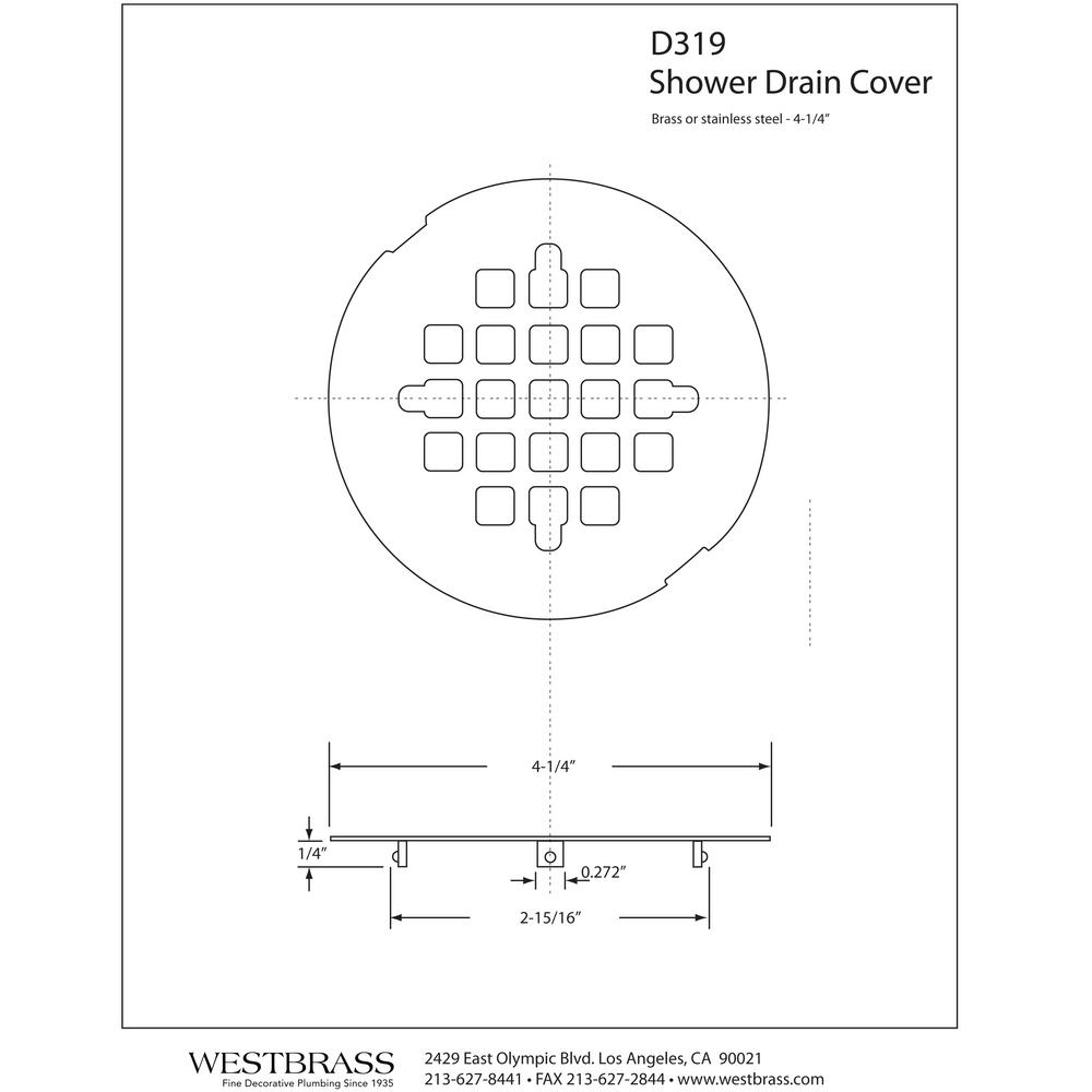 Westbrass 4 1 4 In Snap In Shower Strainer Grid In Chrome D319 Ss