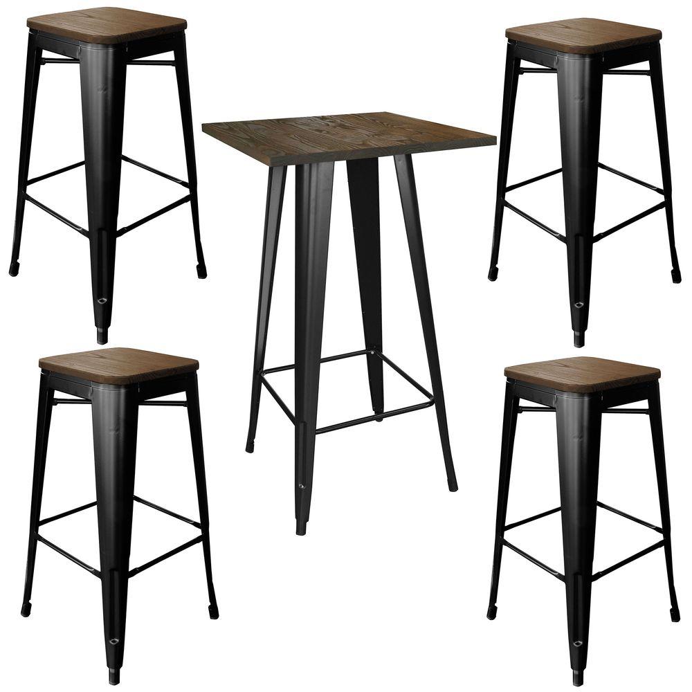 Bar Stool And Table Set Photos Pillow Weirdmonger Com Amerihome Loft Style 30 In Bar Table Set Black With Dark Elm