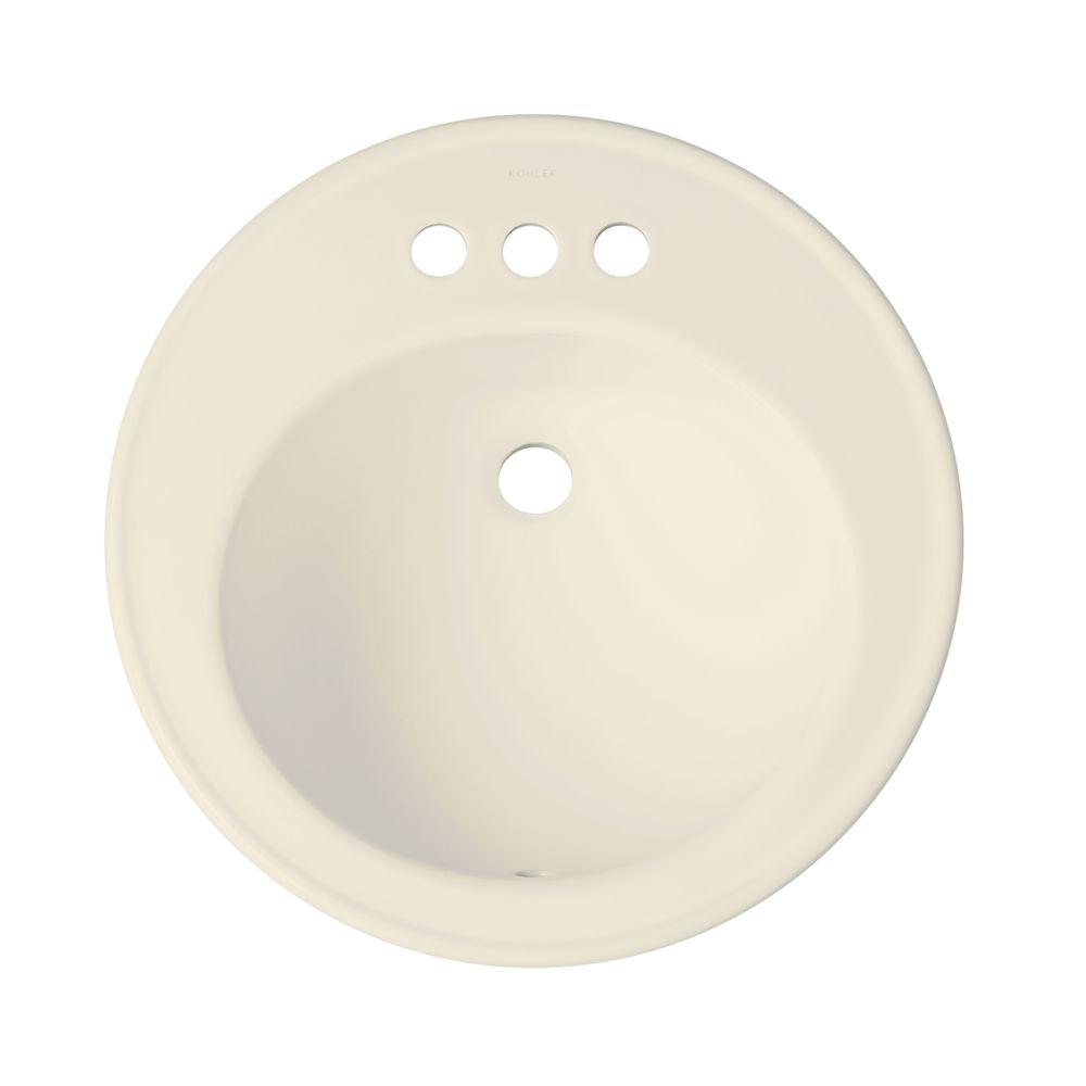 Almond Drop In Bathroom Sinks The Home Depot Brookline Drop In Vitreous China Bathroom Sink Almond With Overflow Drain