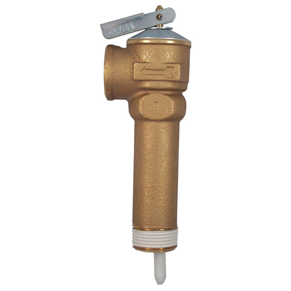 Cash Acme 3/4 in. Bronze NCLX-5LX Temperature and Pressure Relief Valve with 3-1/2 in. Shank MNPT Inlet x FNPT Outlet