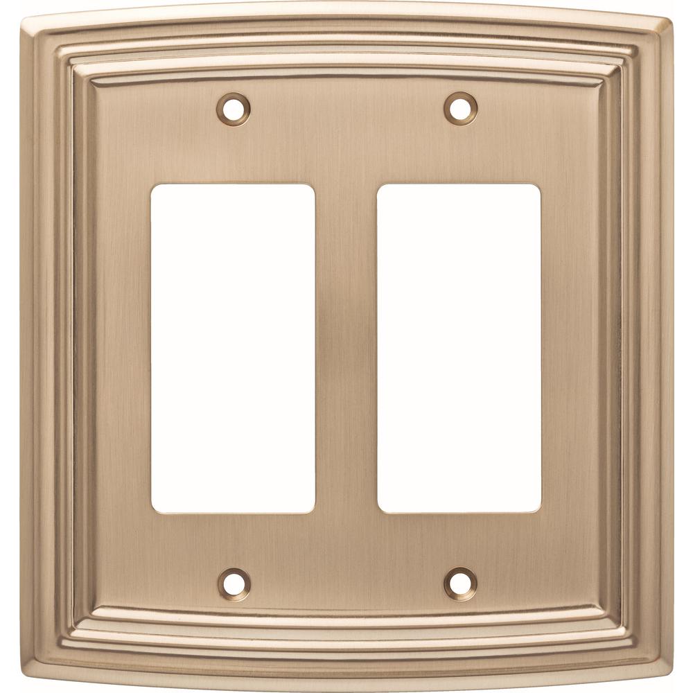 Liberty Emery Decorative Double Rocker Switch Cover, Champagne Bronze