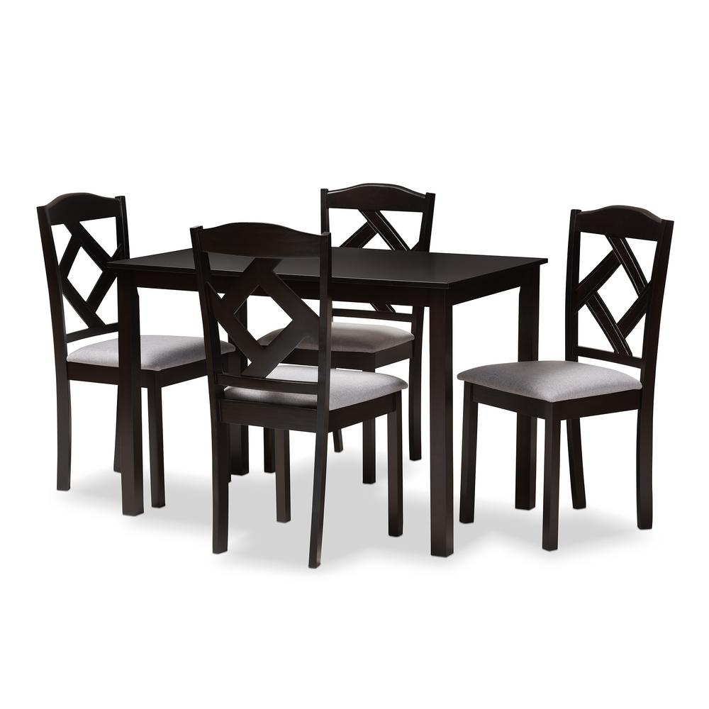 Baxton Studio Ruth 5 Piece Espresso Brown And Gray Dining Set 149 Baxton Studio Ruth 5 Piece Espresso Brown And Gray Dining Set