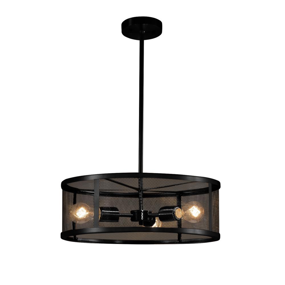 Justice Design Wire Mesh 3 Light Matte Black Pendant With Wire Mesh 3 Light Matte Black Pendant With Shade