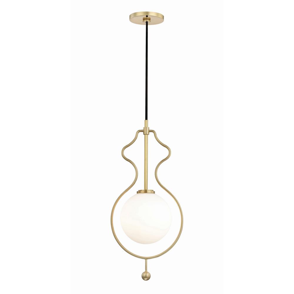 Mitzi By Hudson Valley Lighting Abigail 1 Light 9 75 In W Aged Abigail 1 Light 9 75 In W Aged Brass Led Pendant With Opal White Glass Shade