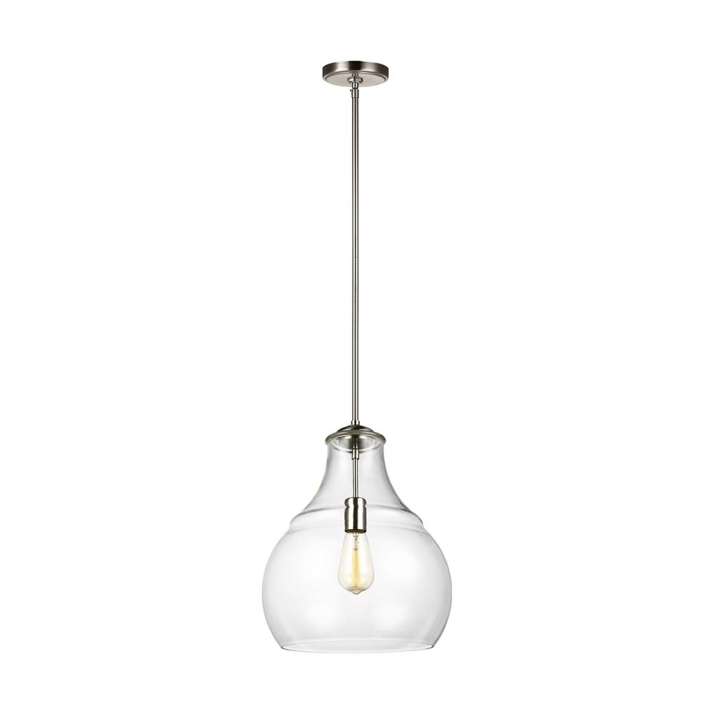 Sea Gull Lighting Zola 1-Light Satin Nickel Pendant with ...