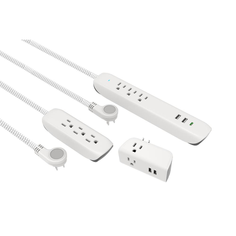Commercial Electric Surge Protector 9-Outlets Totally (3-Pack), white matt&gray diamond patten