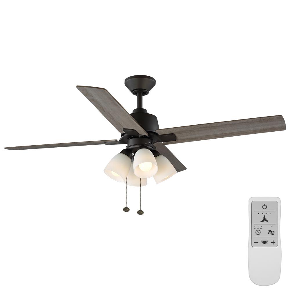 Hampton Bay Malone 54 in. Bronze LED Ceiling Fan with Light Kit Works
