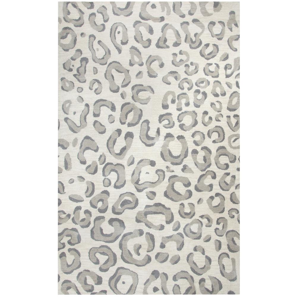 Rizzy Home Valintino Grey Animal Print Hand Tufted Wool 5 ft. x 8 ft