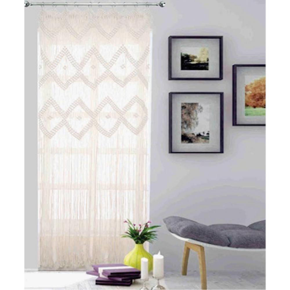 Woven Macrame 84 In Natural Cotton String Single Window Curtain