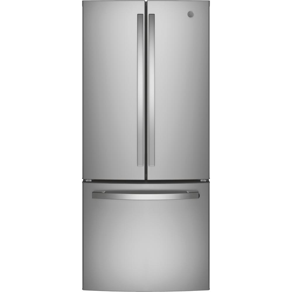 Ge 20 8 Cu Ft French Door Refrigerator In Stainless Steel Energy Star Gne21fskss The Home Depot