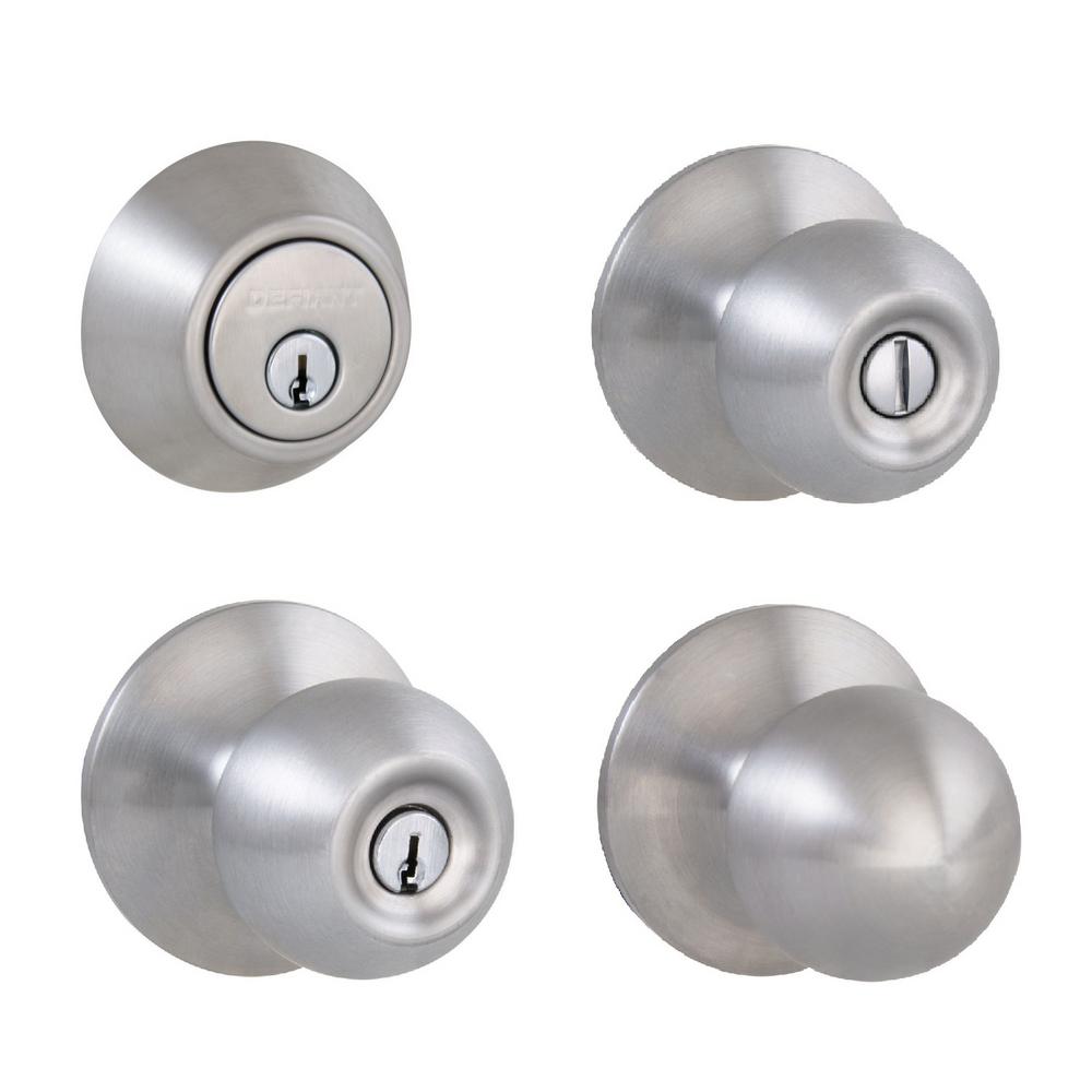 Defiant Saturn Stainless Steel Knob House Pack with 2 Entry, 2 Single