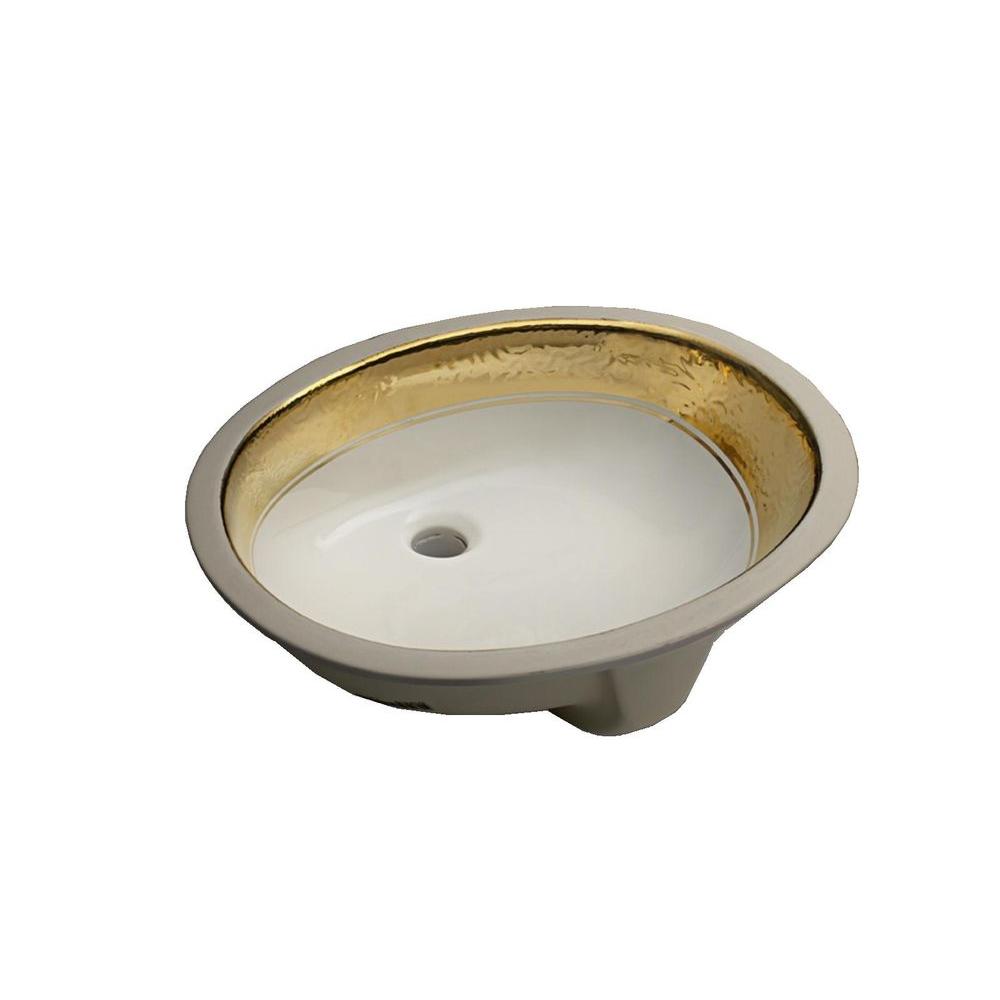 KOHLER Caxton Undermount Bathroom Sink in White and Polished GoldK