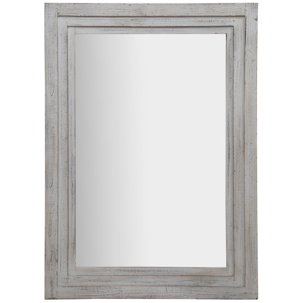 Pinnacle Tiered Barnwood Distressed White Decorative Mirror