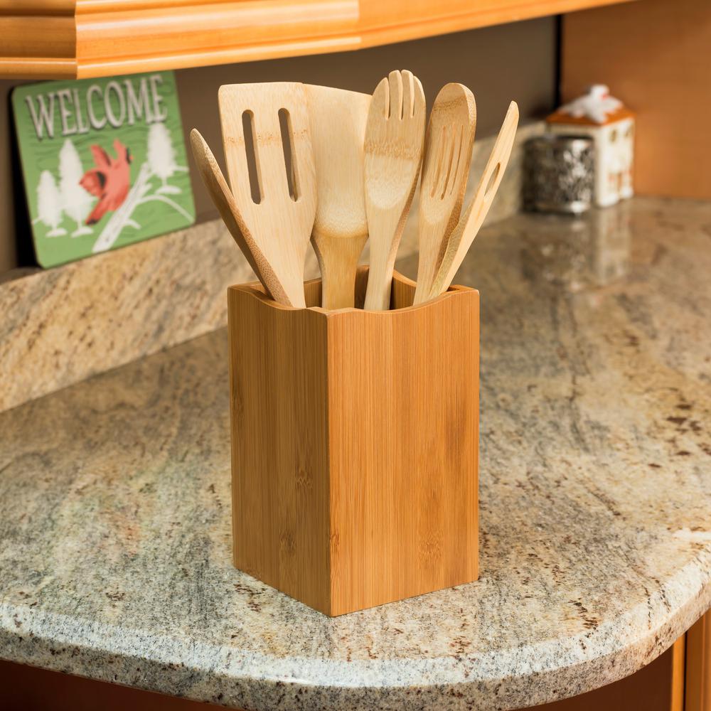 Home Basics 12 In X 4 25 7 Bamboo Utensil Holder Home Basics 12 In X 4 25 7 Bamboo Utensil Holder