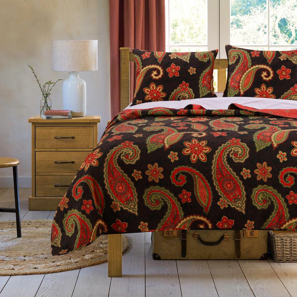Greenland Home Fashions Midnight Paisley Quilt Set 2 Piece Twin