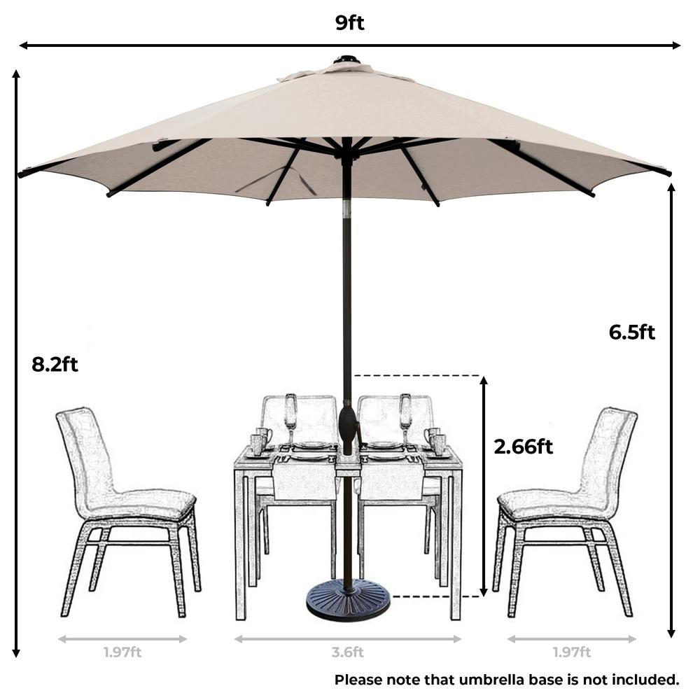 Abba Patio 9 Ft Market Patio Umbrella Steel Pole With Auto Tilt And Crank Beige 8 Ribs Ap9388ctab The Home Depot