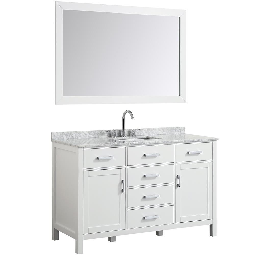 Belmont Decor Hampton 55 In Bath Vanity In White With Marble