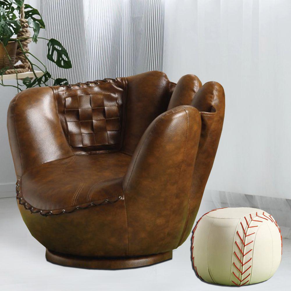 leather baseball chair