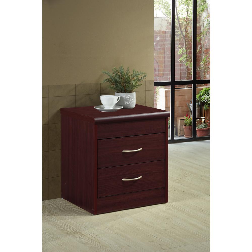 Hodedah 2 Drawer Mahogany Nightstand 19 In X 17 In X 15 5 In Hi917n Mahogany The Home Depot