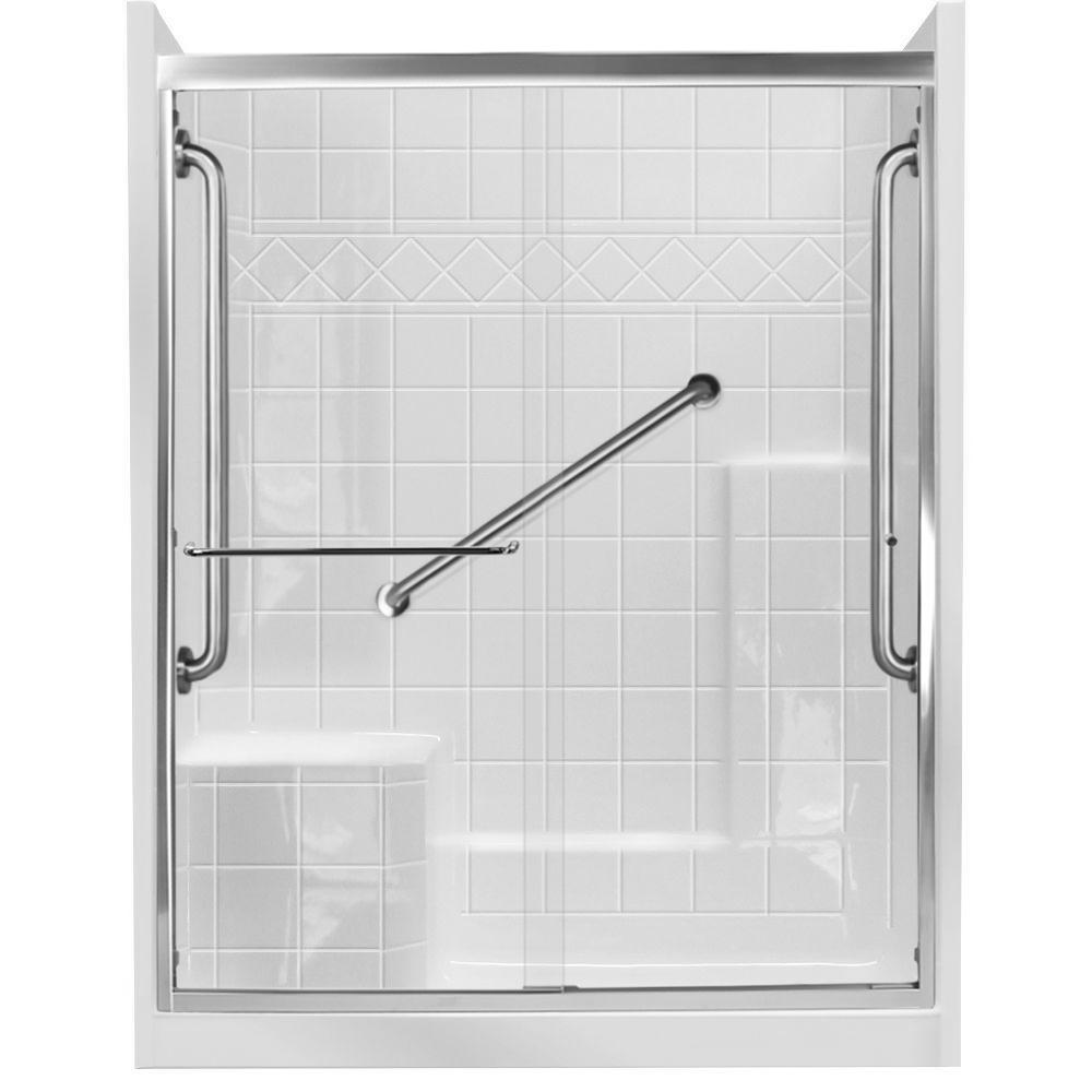 Ella 60 in. x 33 in. x 77 in. Right Drain 3Piece Alcove Shower Kit in