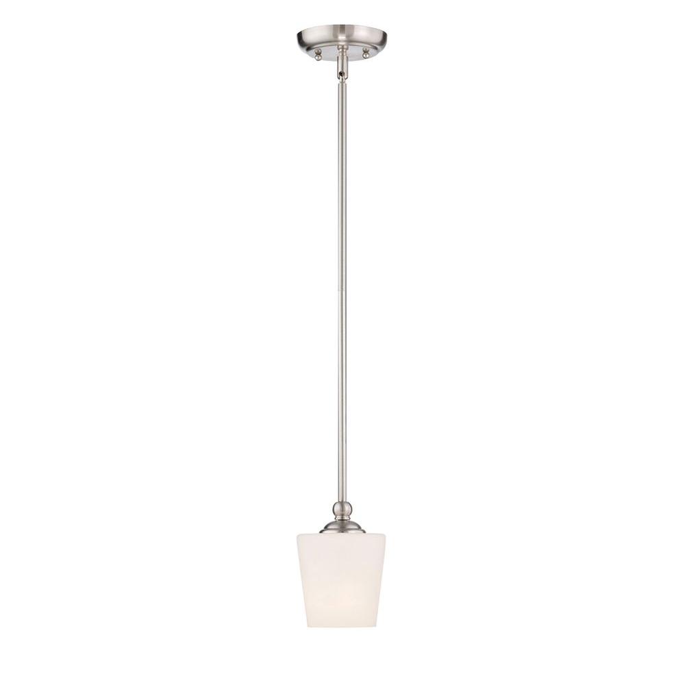 Glomar 1 Light Brushed Nickel Incandescent Ceiling Mini Pendant Hd 365 The Home Depot