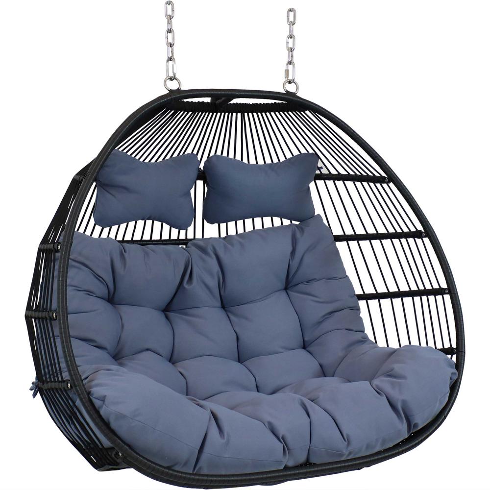 Sunnydaze Decor 2.6 ft. Liza Loveseat Egg Hammock Chair with Cushions