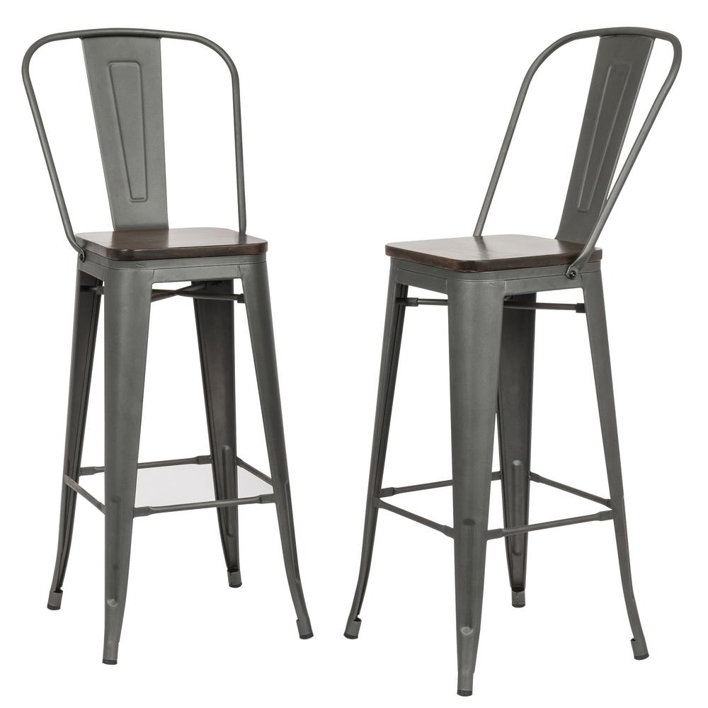 Carolina Forge Ash 30 In Rustic Pewter Wood Seat Bar Stool Set Of Carolina Forge Ash 30 In Rustic Pewter Wood Seat Bar Stool Set Of 2 Th 1730 Rpwelm The Home Depot