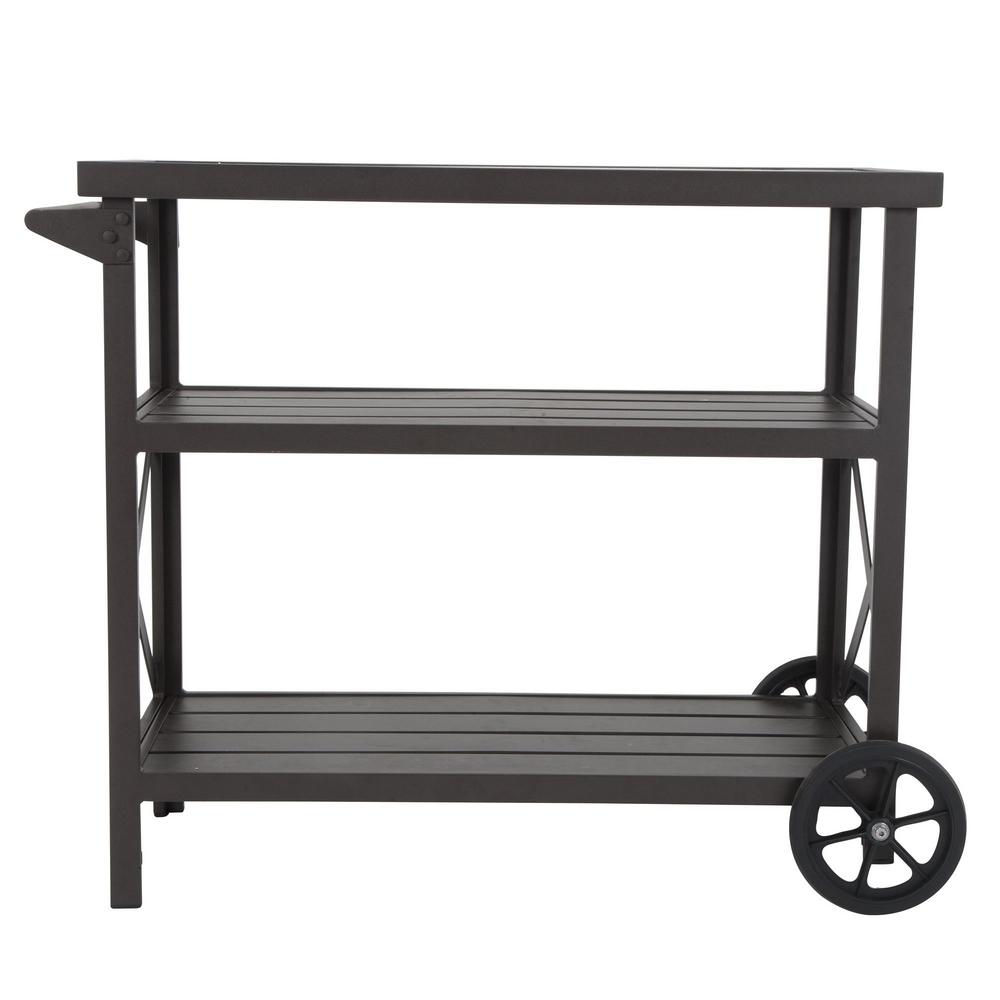 Cosco Farmstead Metal Patio Serving Cart With 2 Over Sized Wheels