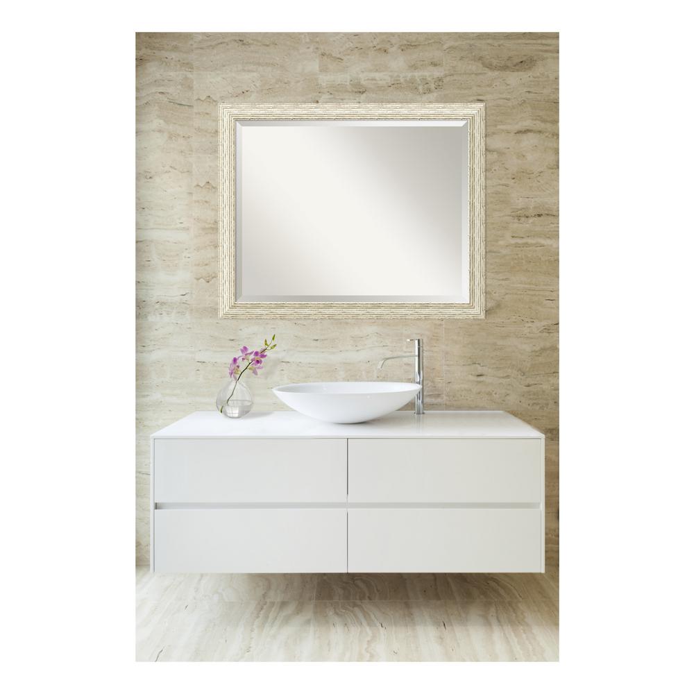 Whitewash Mirrors Wall Decor The Home Depot Cape Cod Whitewash Wood 32 In W X 26 H Single Distressed Bathroom