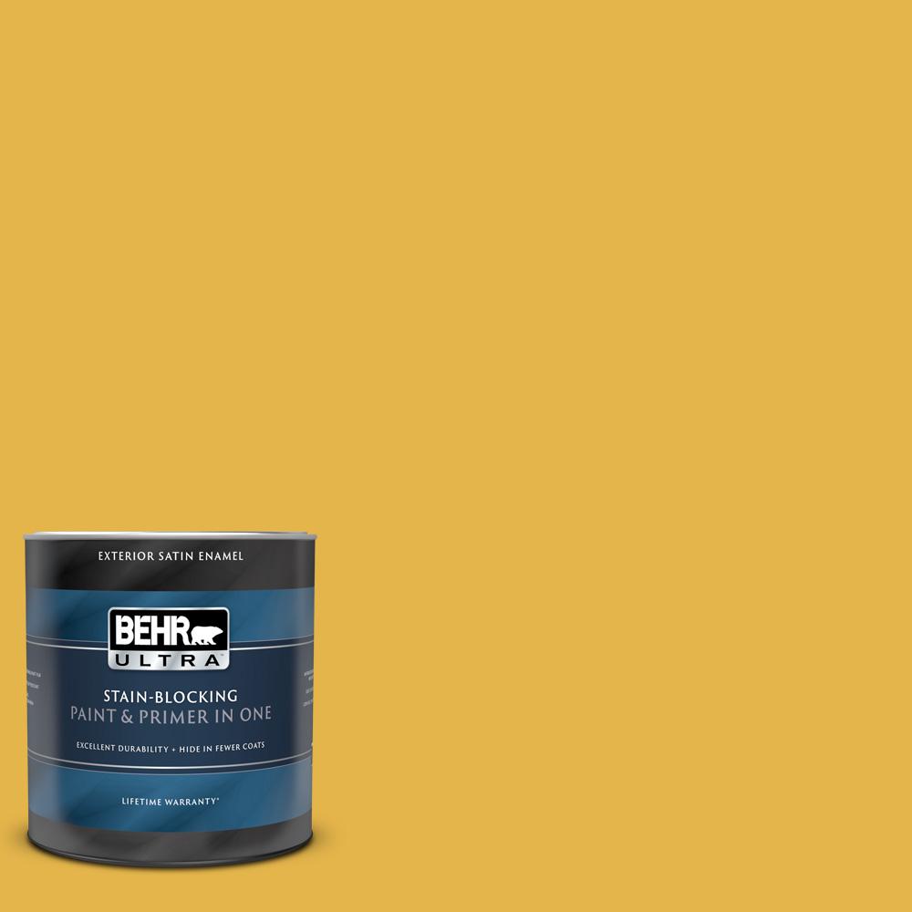 BEHR ULTRA 1 qt. 360D6 Yellow Gold Satin Enamel Exterior Paint and