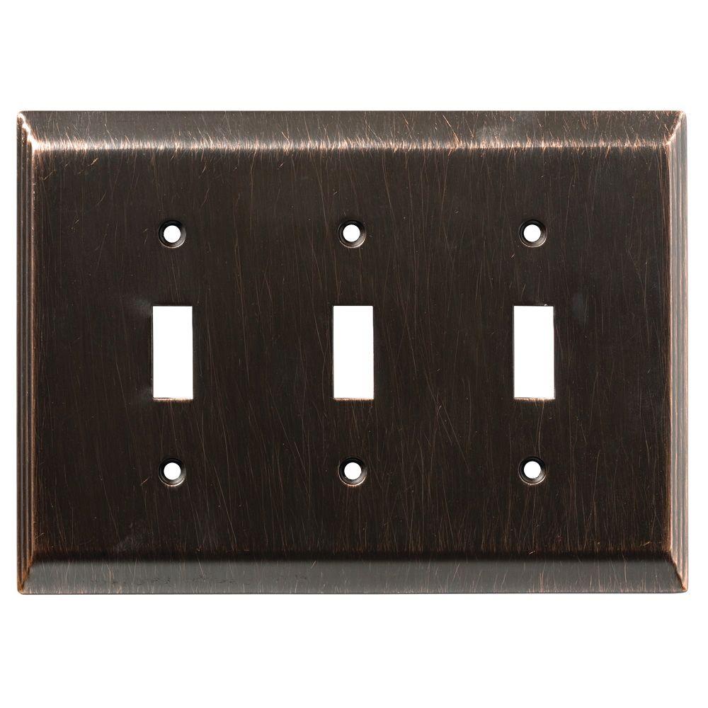 Liberty Stately Decorative Triple Switch Plate, Venetian Bronze-126410