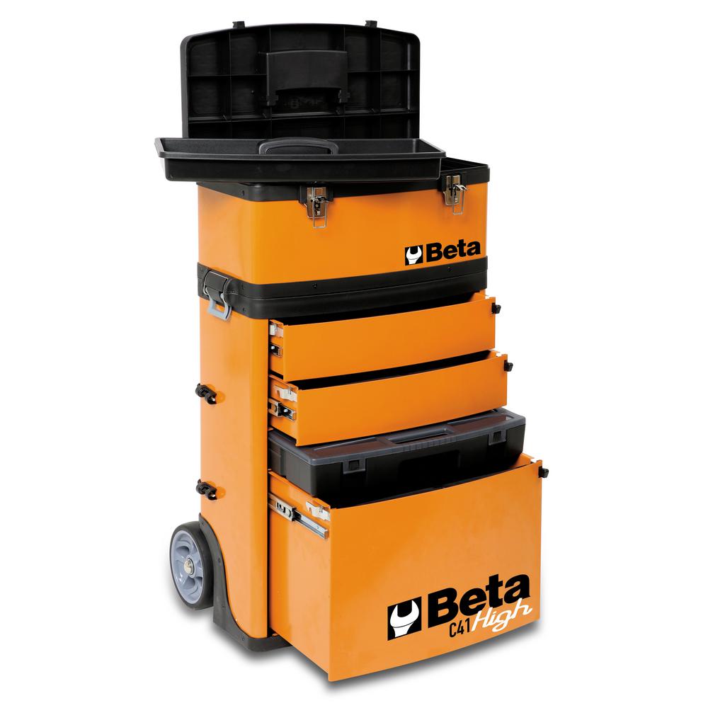 Beta 21 In Mobile Tool Utility Cart With 3 Slide Out Drawers And