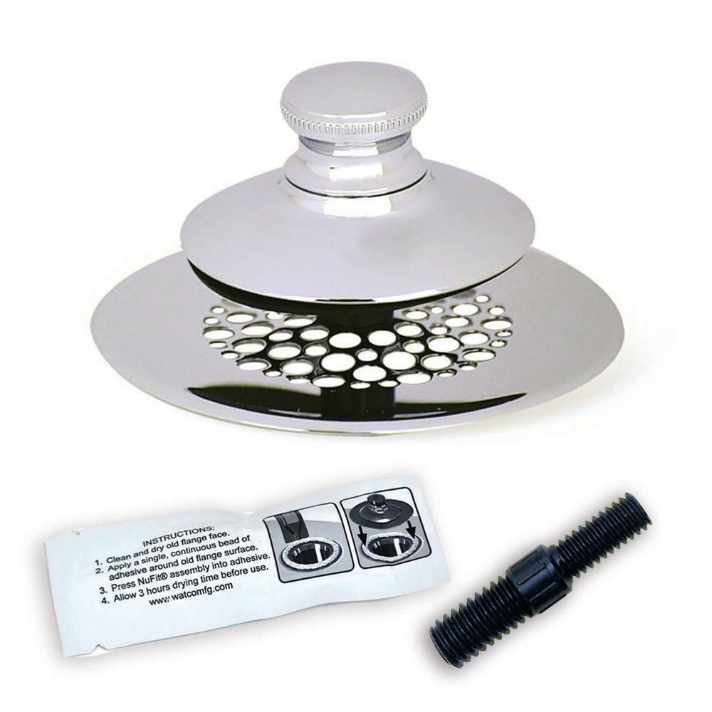 Watco 2 875 In Simpliquick Push Pull Bathtub Stopper Grid Strainer Silicone And Composite Pin Chrome